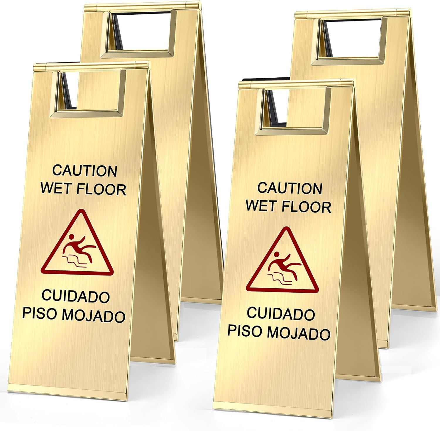 Stainless Steel Wet Floor Caution Sign Set for Safety Use