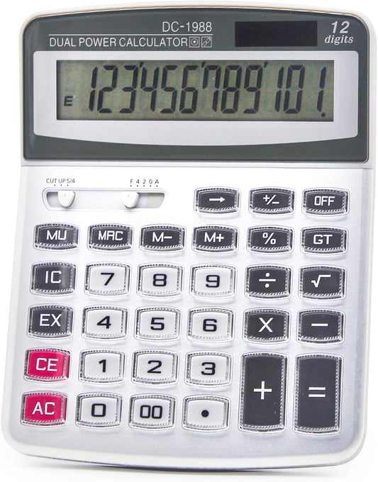OFFIDIX 12-Digit Desk Calculator: Extra-Large Display for Easy Viewing