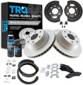 TRQ Rear Ceramic Pad Coated Rotor Parking Shoe & Backing Plates