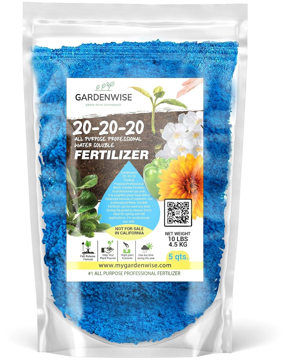 20-20-20 Water-Soluble Fertilizer for Vibrant Indoor & Outdoor Plants