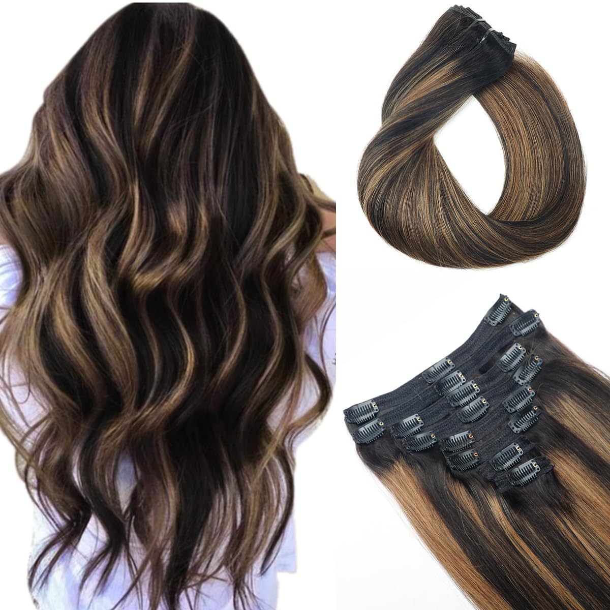 Balayage Clip in Hair Extensions for Natural Soft Look