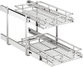 2-Tier Pull Out Cabinet Shelf Organizer 14in W x 21in D - Space Saver