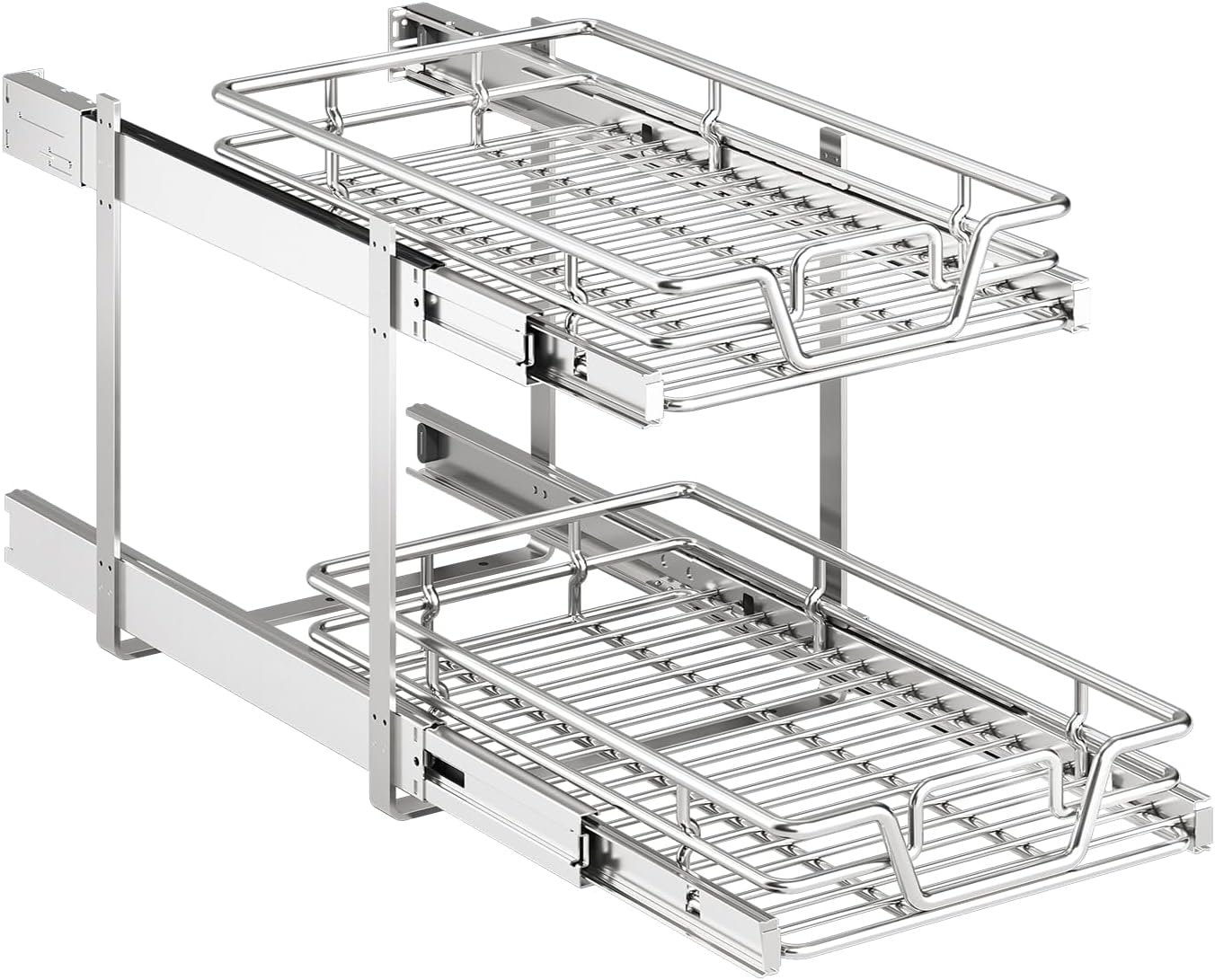 2-Tier Kitchen Cabinet Pull Out Shelf Organizer for Efficient Storage