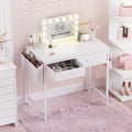 40 Inch Small White Desk with Drawers - Space Saving Study Desk