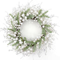 20 Inches White Christmas Wreath for Front Door - Rustic Winter Accent