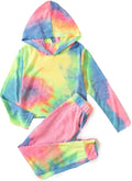 Girl's 2 Piece Tie-dye Pullover Hooded Sweatshirt Set - Cozy Fall Set