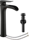YUNDOOM Matte Black Vessel Sink Faucet with Waterfall Design