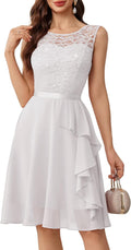 Sequin Cocktail Dress Ruffle Hem Sleeveless Short Dress - Elegant