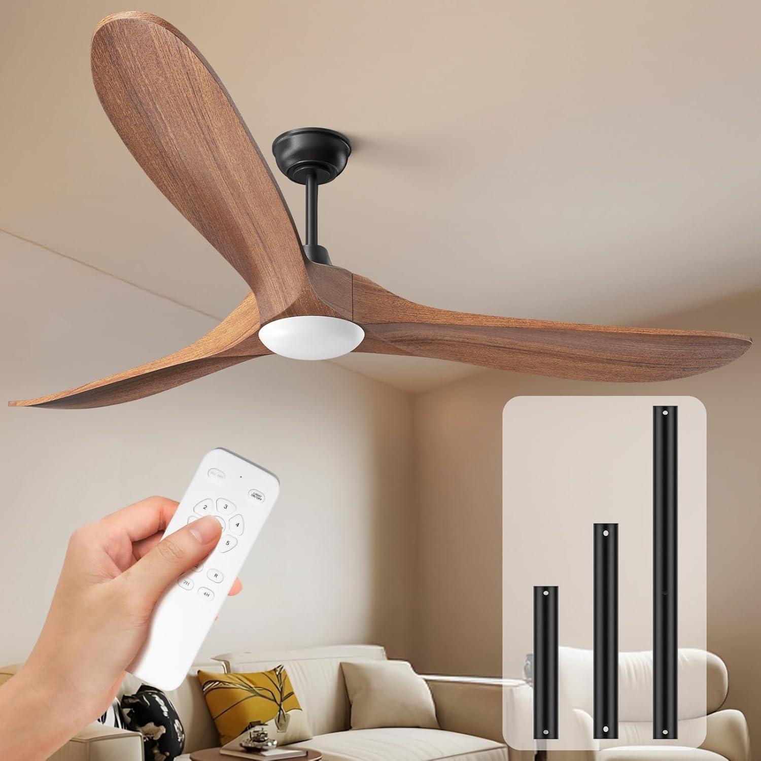 Obabala 70IN Ceiling Fan with Lights and Remote for Patios