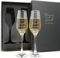 Personalized Champagne Flutes Set of 2 - Custom Mr & Mrs Wedding