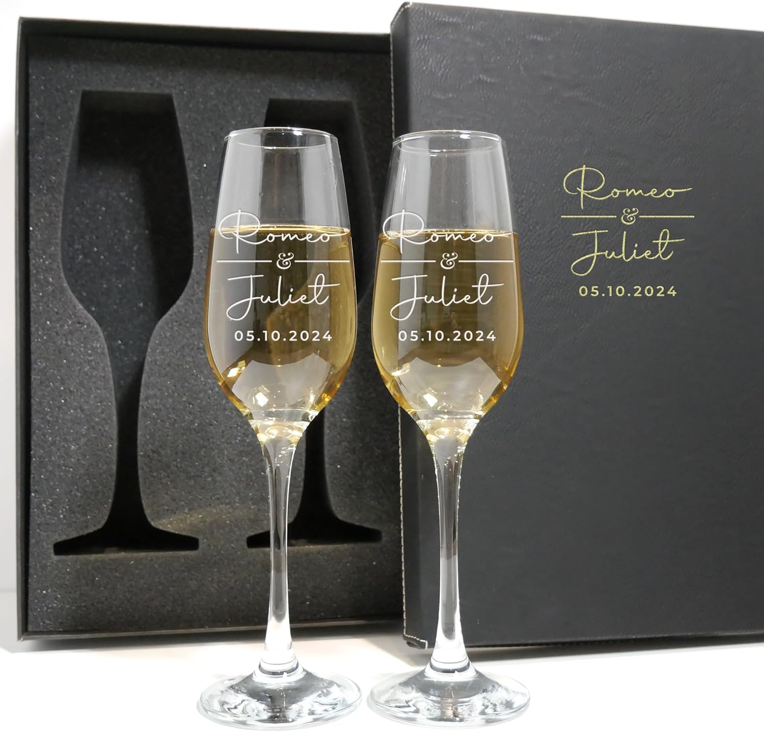 Personalized Champagne Flutes Set of 2 for Weddings and Gifts