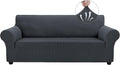 3 Cushion Sofa Slipcover Large Charcoal Ash - Stretch Jacquard