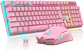 Wireless Gaming Keyboard and Mouse Combo Pink - K10 Rechargeable LED