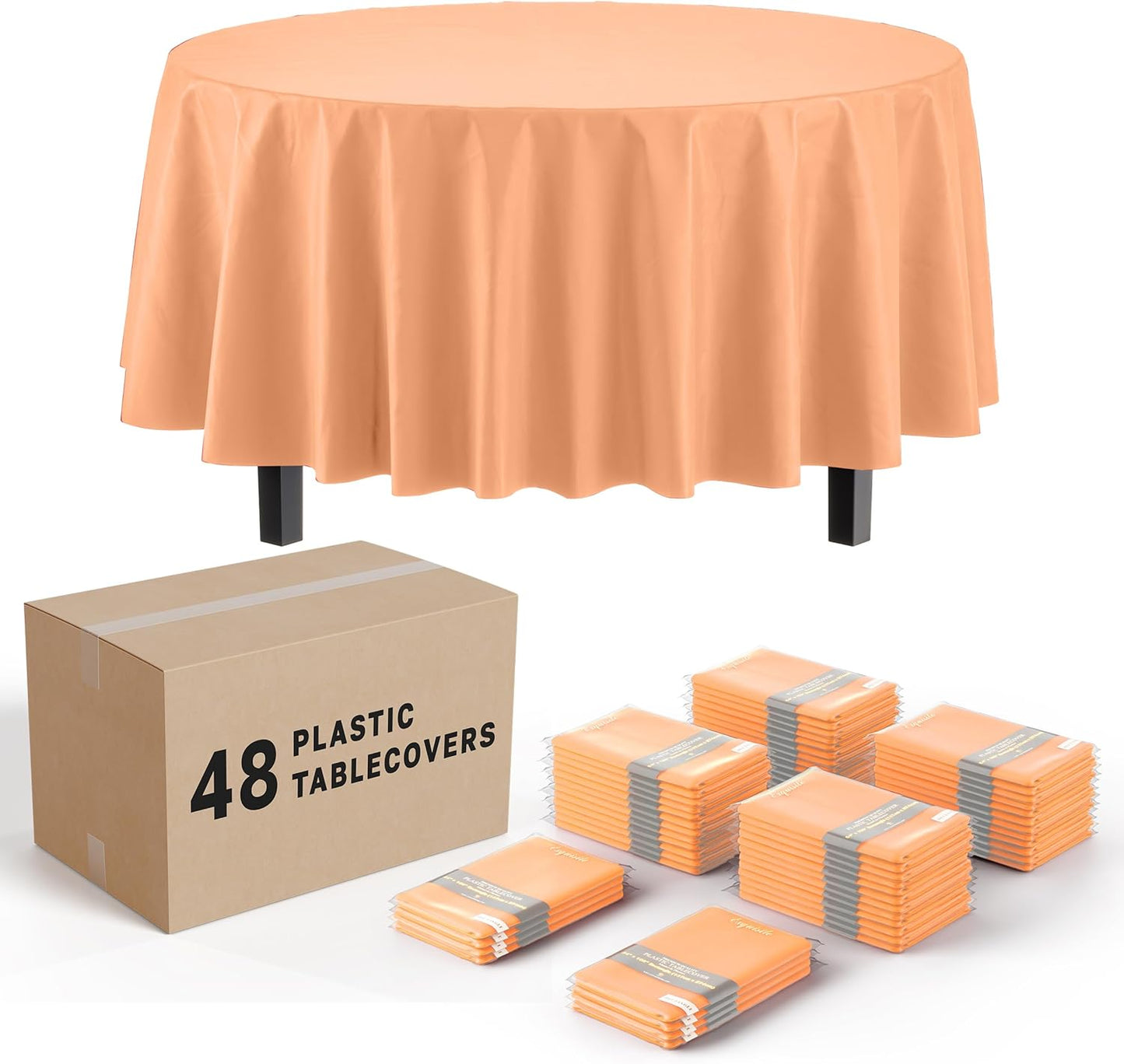 Peach Round Tablecloths Disposable for Parties and Events