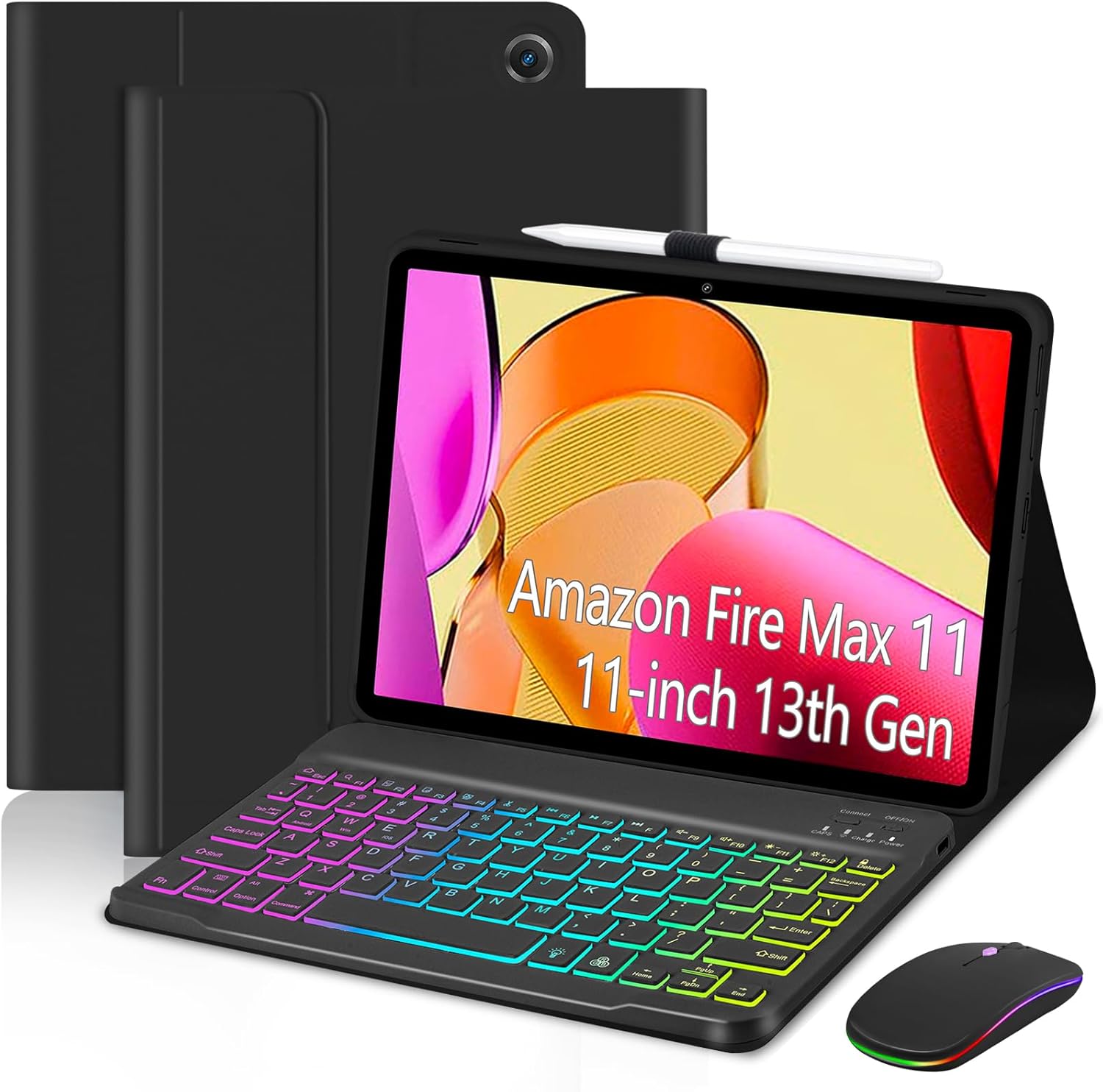 Case with Keyboard Mouse for Fire Max 11 inch - 7 Color Backlit
