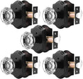 Orger Octagonal Crystal Door Knobs 5 Pack - Black Privacy Set