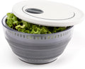Collapsible 4 Quart Space Saving Salad Spinner - Compact Prep Tool