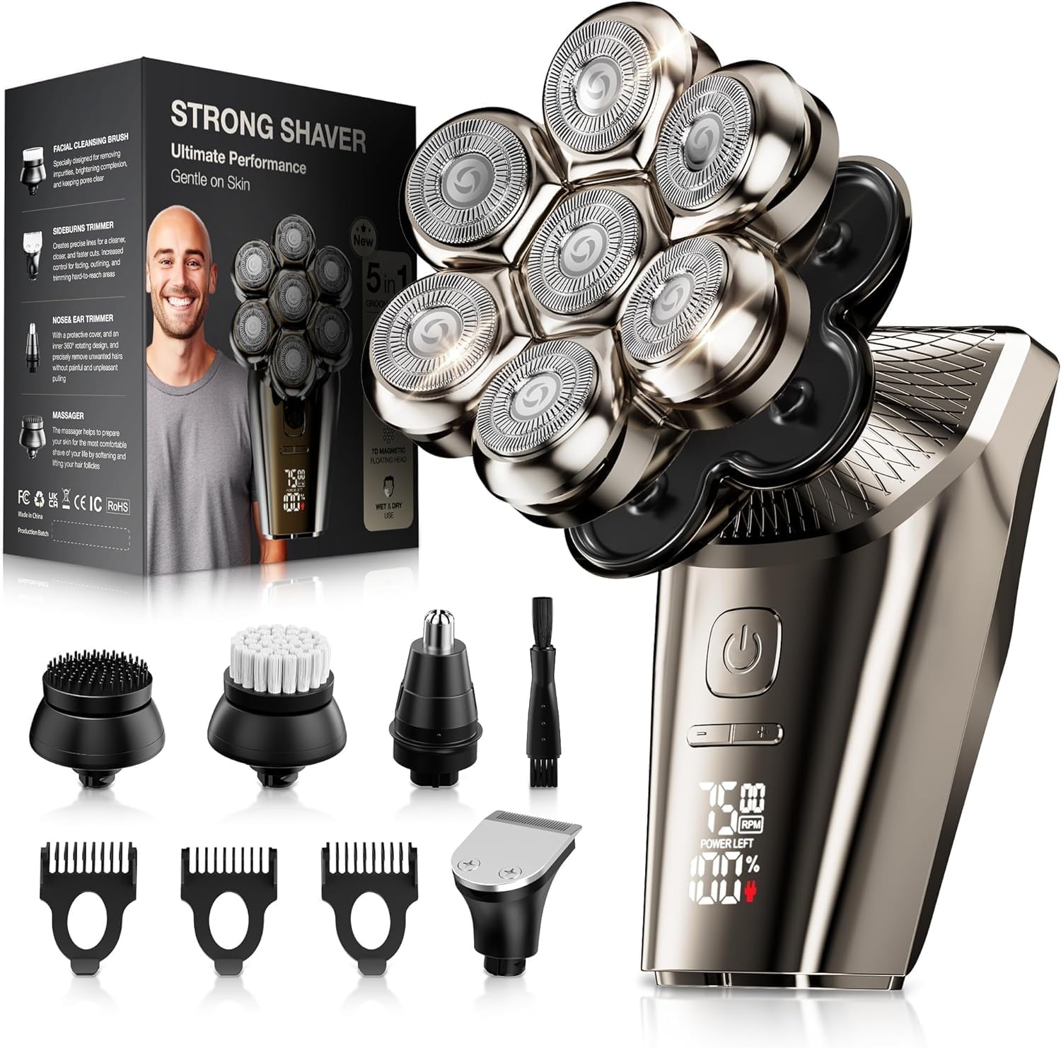 9 in 1 Head Shaving Kit for Bald Men - SHPAVVER Electric Razor