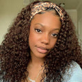 Headband Wig Deep Wave Human Hair 12 in - Glueless, No Lace