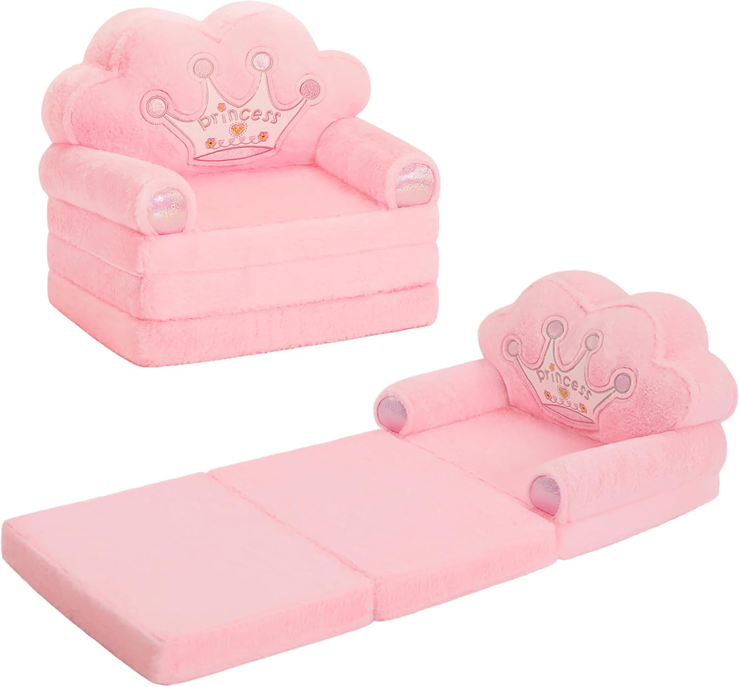 Comfy Toddler Chair - Foldable Princess Couch for Kids Playroom