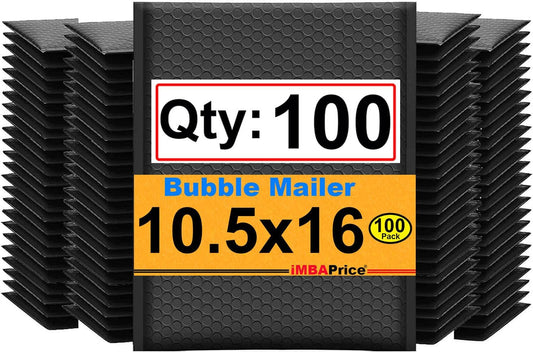 iMBAPrice Black Poly Bubble Mailers - 100 Pack for Shipping