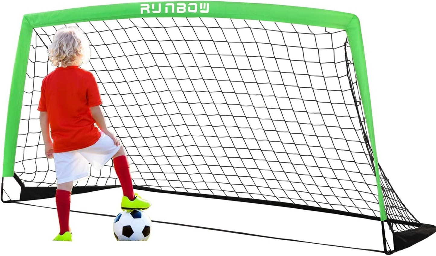 RUNBOW 6x4 FT Kids Soccer Goal for Backyard and Indoor Fun