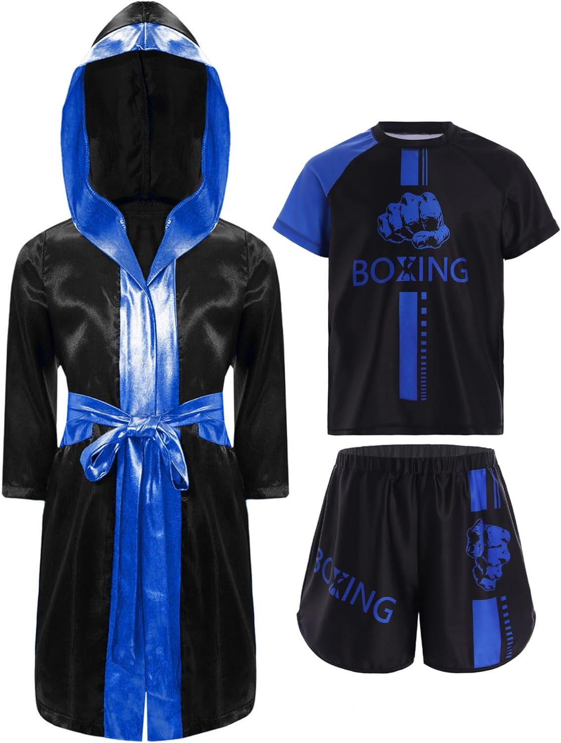 TiaoBug Kids Boxing Set: Hooded Cloak with T-shirt & Shorts
