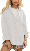 Women's Locachy Oversized Sweatshirt with Polo Neck for Trendy Comfort