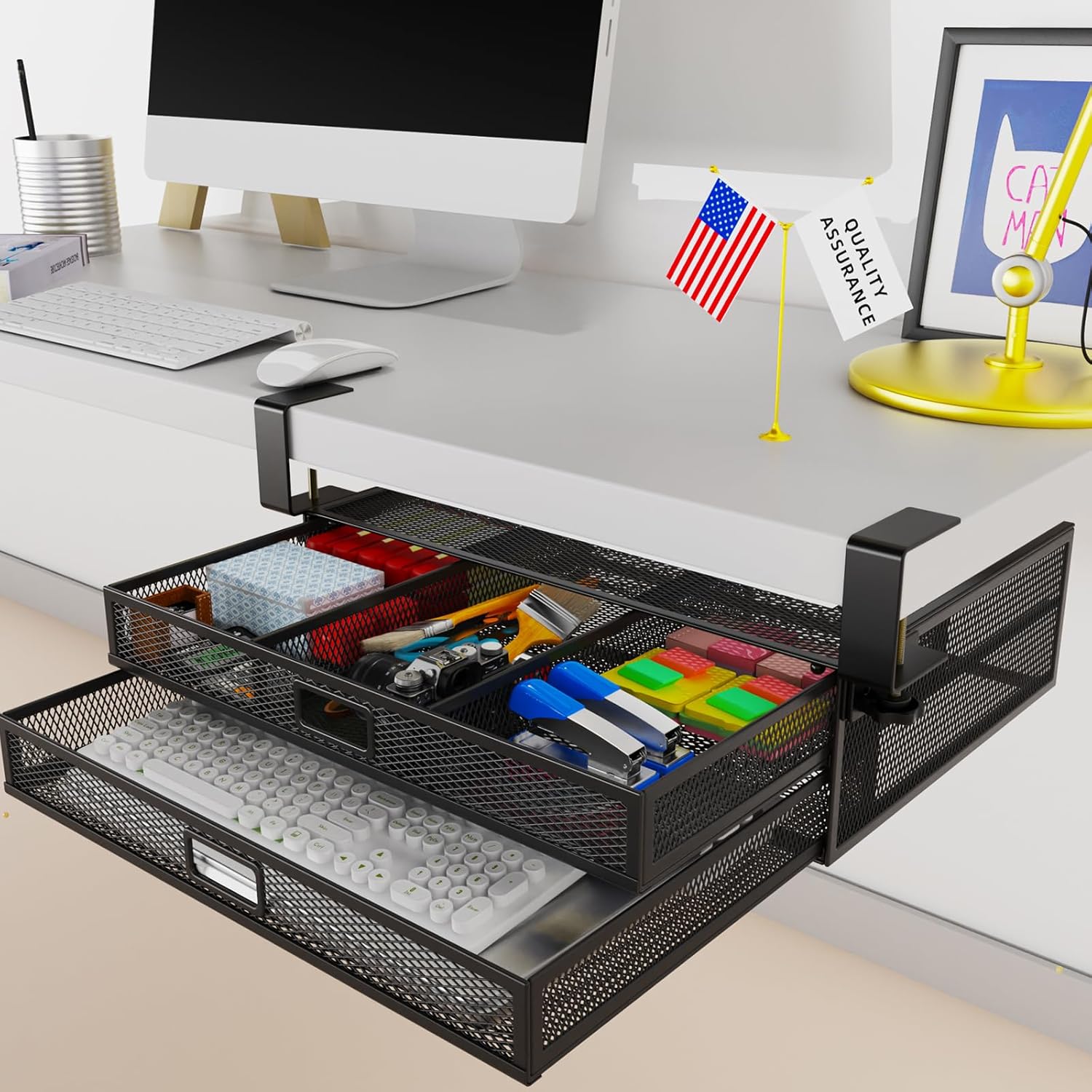 SEYHAKI Large Metal Desk Drawer Organizer