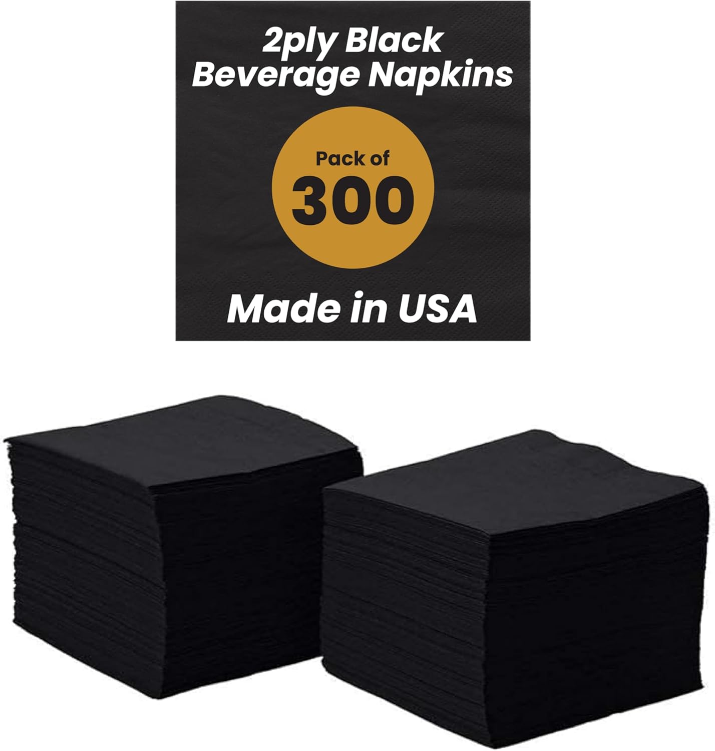 300-Count Perfectware 2Ply Black Cocktail Napkins