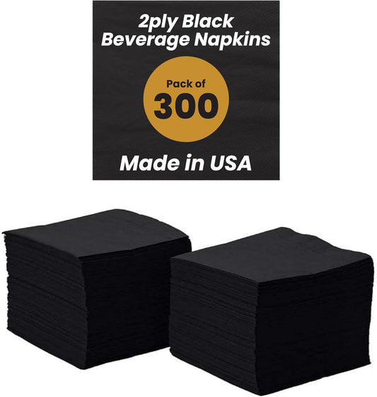 300-Count Perfectware 2Ply Black Cocktail Napkins
