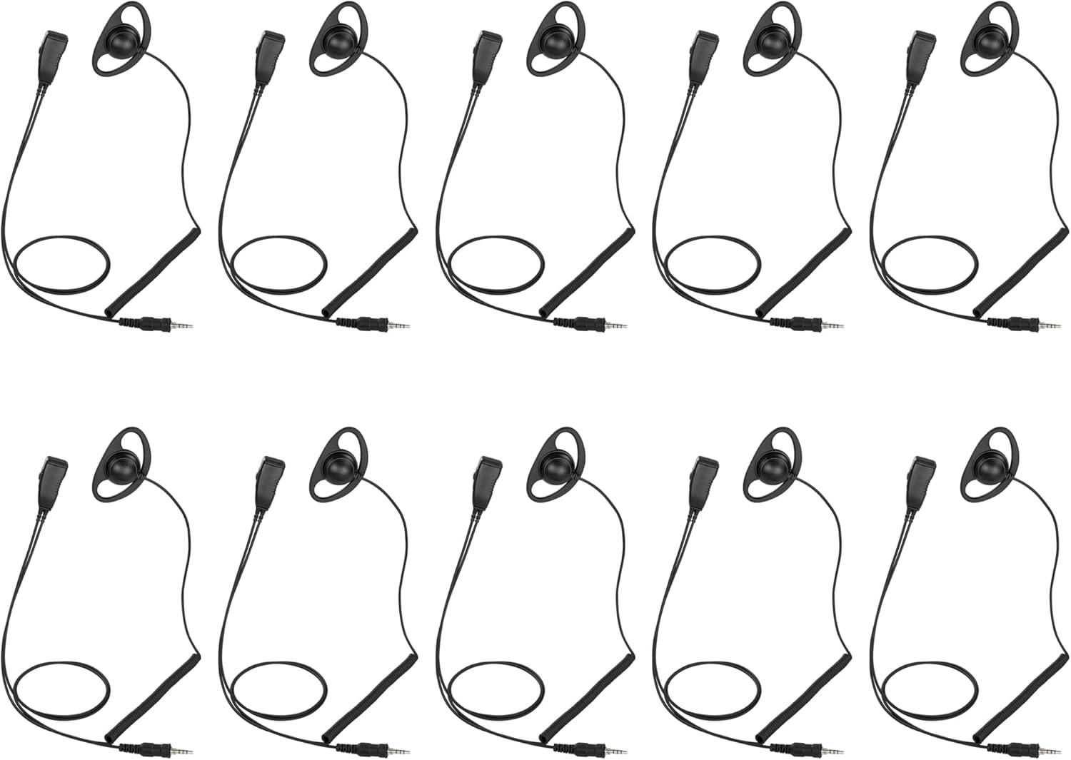 10 Pack D-Shape Style Earphone with PTT MIC for Motorola Radios