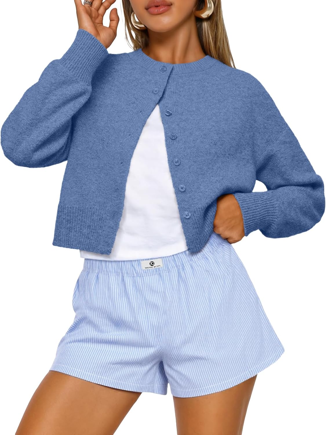 Trendy Queen Cropped Cardigan Sweaters for Women Fashion 2025