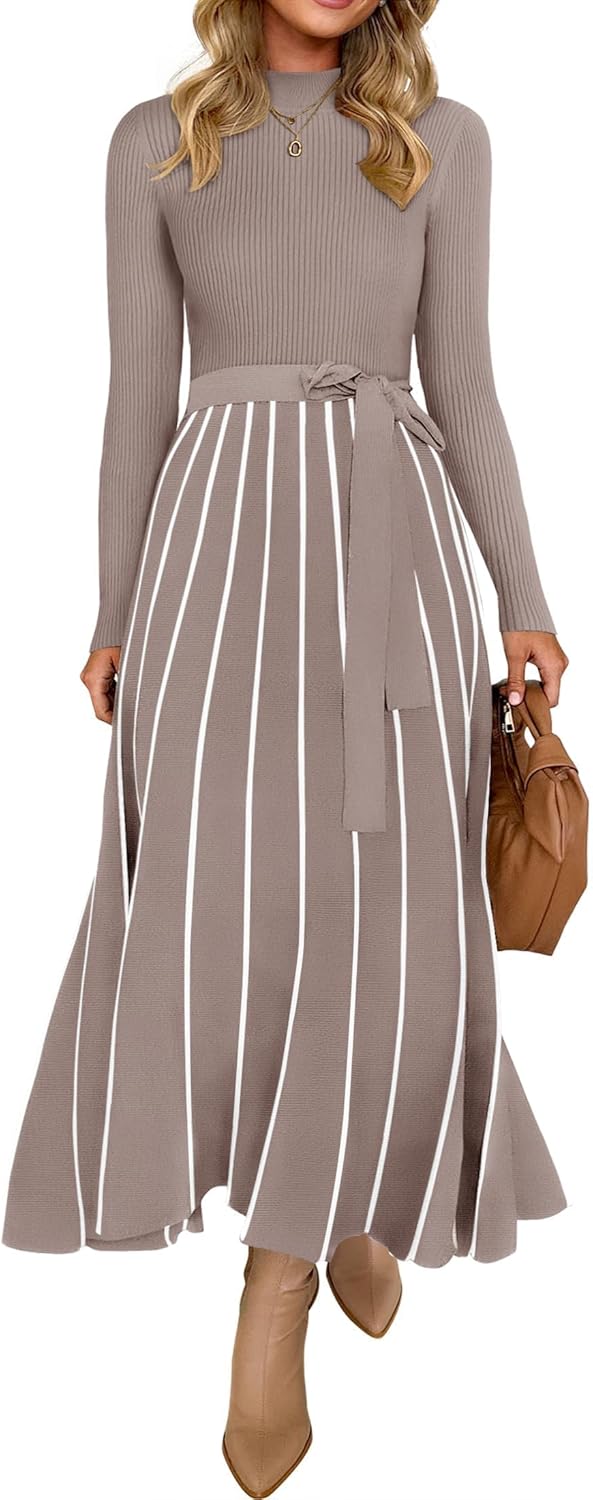 ZESICA Womens Turtleneck Long Sleeve Sweater Dress for Fall