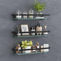 Bathroom Glass Shelf 3-Tier Wall Mount 15.7in - Rustproof Organizer