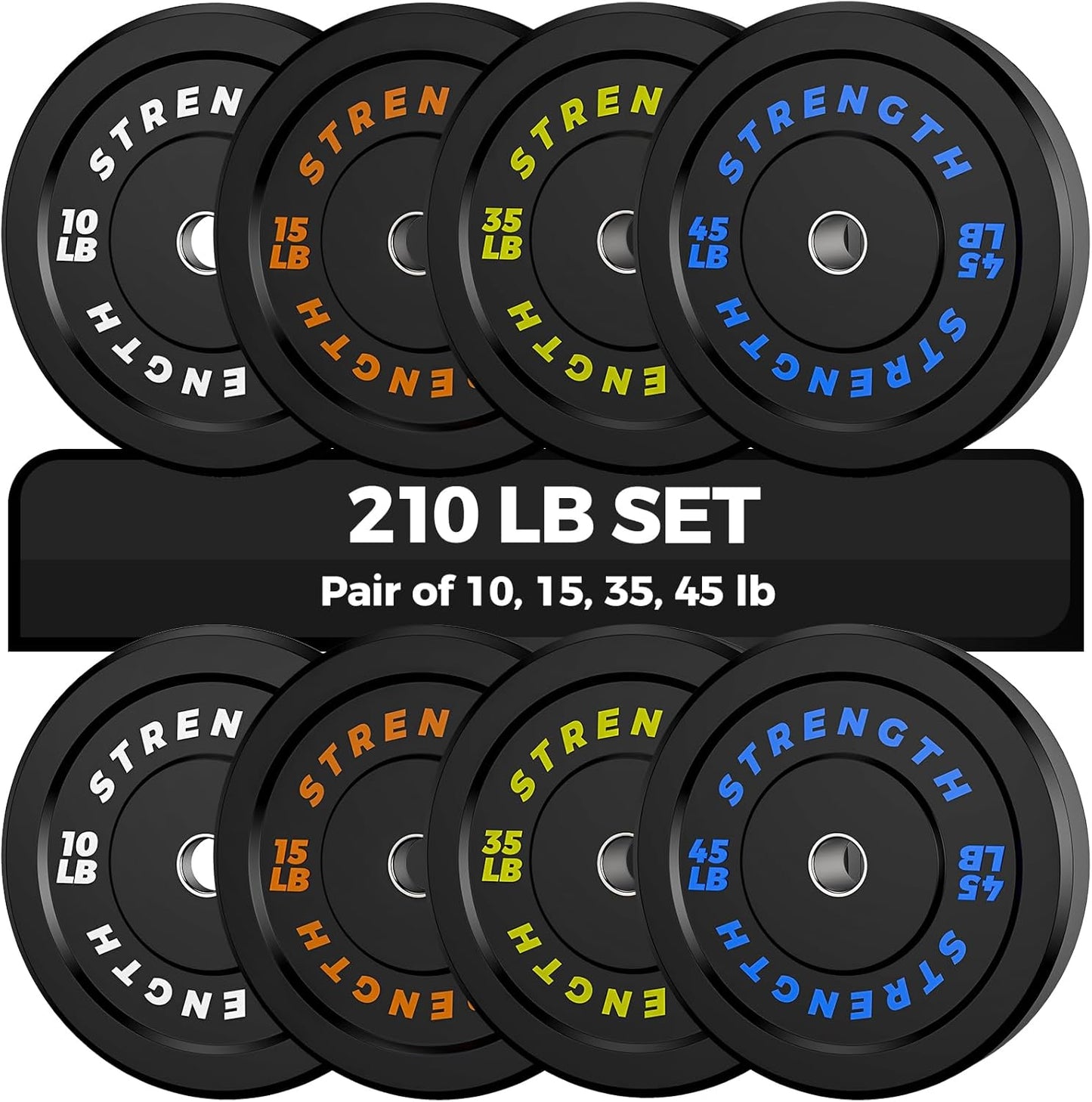 Olympic Rubber Bumper Weight Set for Home Gym Strength Training