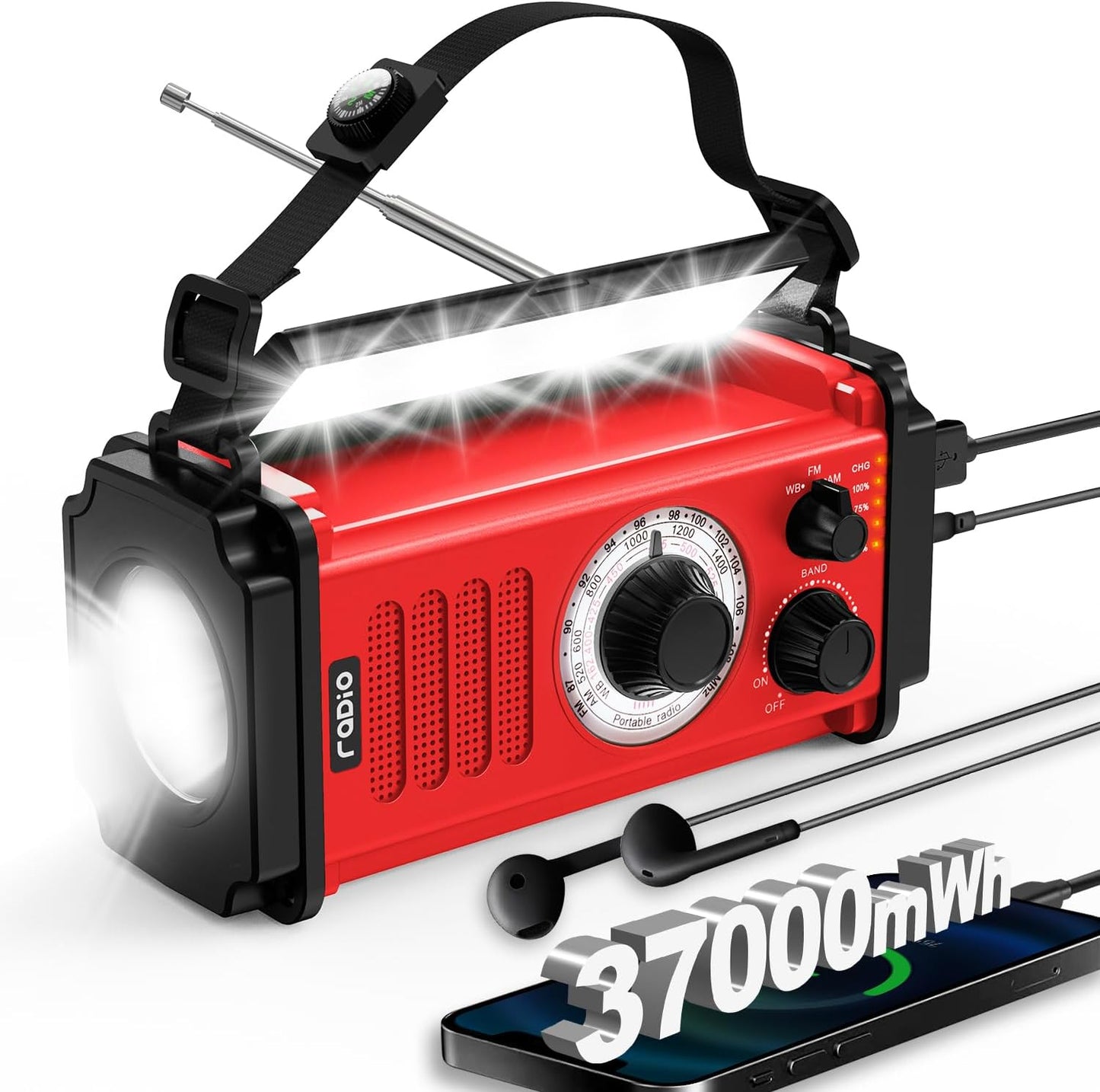 370000mWh Emergency Weather Radio for Survival and Safety