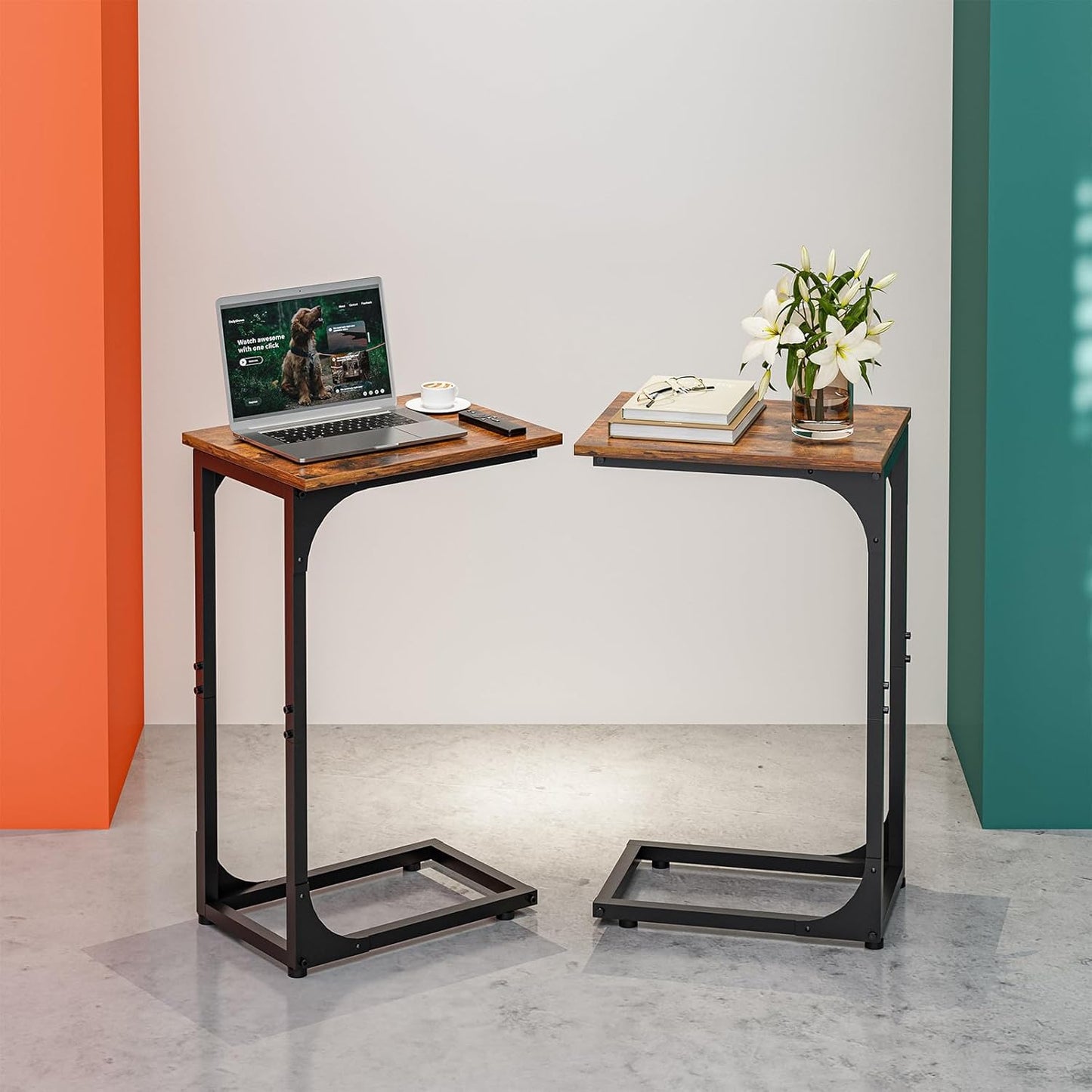 C-Shaped Side Table for Couch - Modern Small Coffee Stand