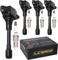 Set of 4 Ignition Coil Pack and Spark Plugs for Nissan 2.5/1.8/1.6L