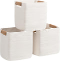 11 Inch Storage Baskets Set of 3 - Stylish Cotton Cube Organizers