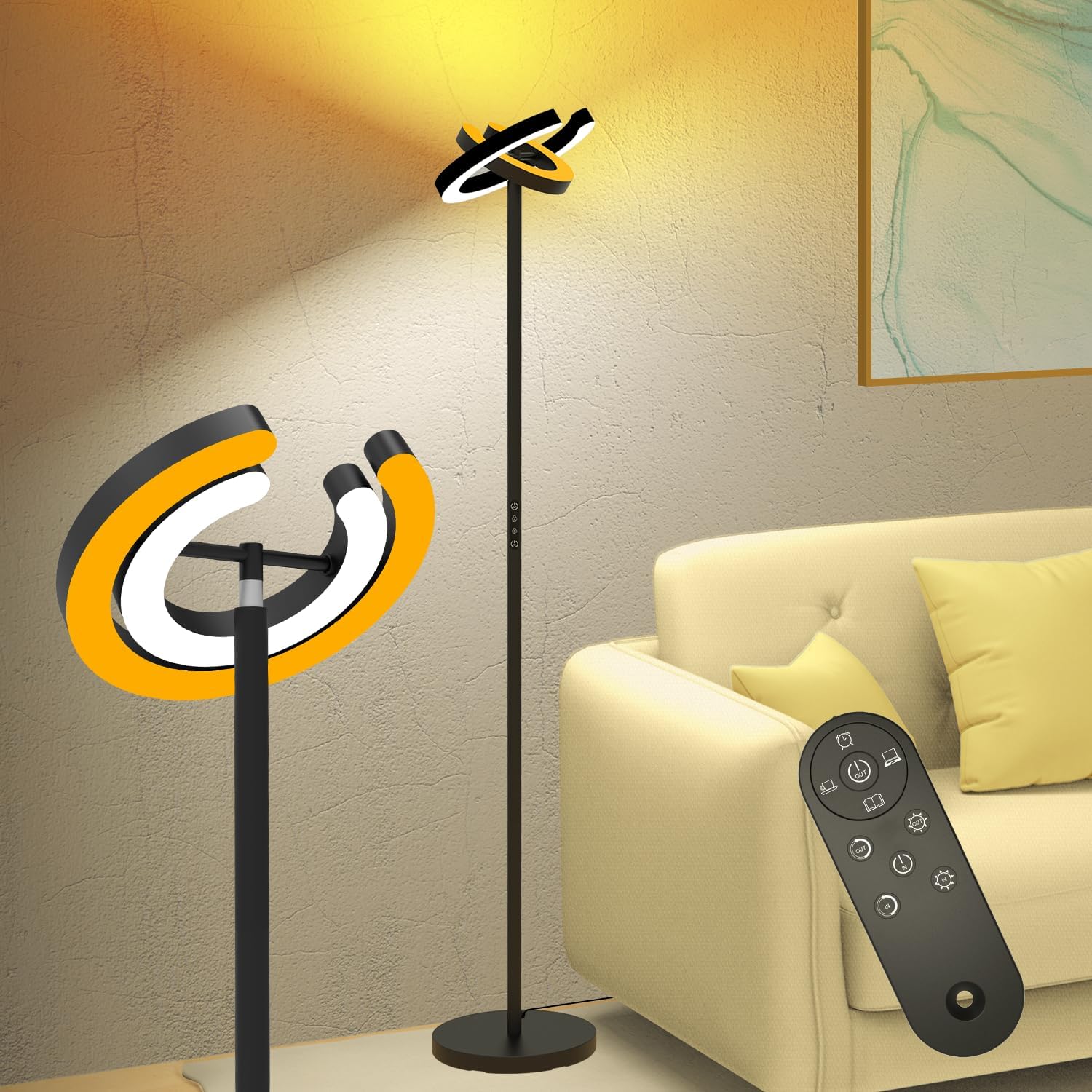 Rotatable 75.5 Inch Floor Lamp for Living Room and Bedroom