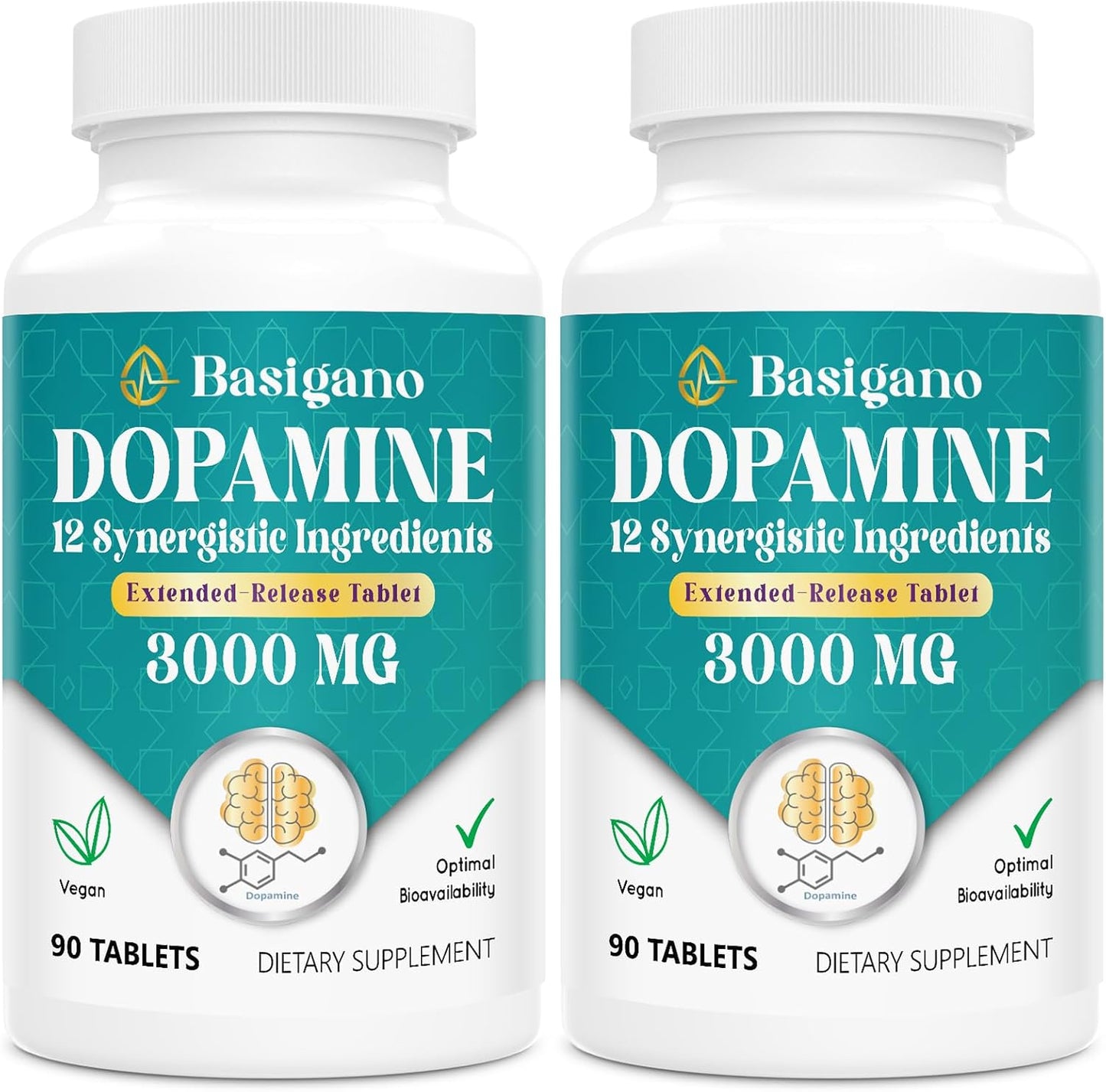 Natural Dopamine Supplement - Gluten-Free - 90 Tablets Pack of 2