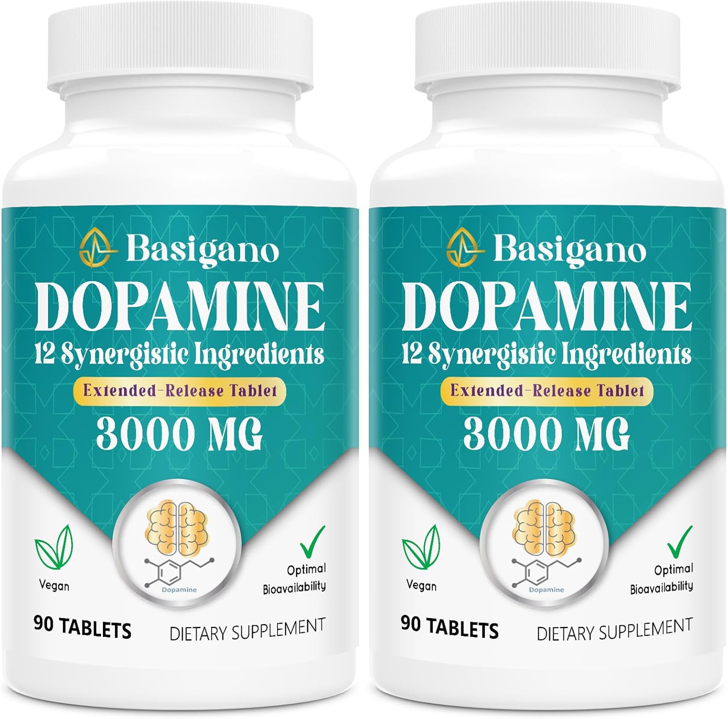 Natural Dopamine Supplement - Gluten-Free - 90 Tablets Pack of 2