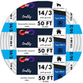 Solid Indoor Wire 14/3 W/G NMB Cable 50ft Coil - Easy Pull Jacket