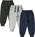 3 Pack Cotton Toddler Sweatpants with Drawstring - Soft 100% Cotton