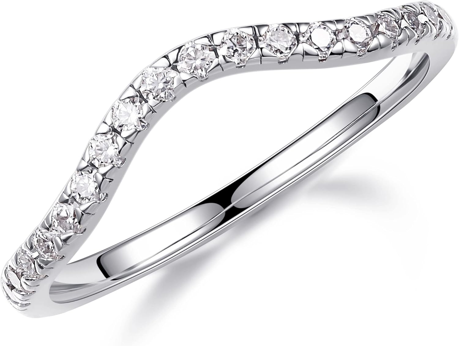 Stunning Moissanite Curved Wedding Band for Women in 14K Gold