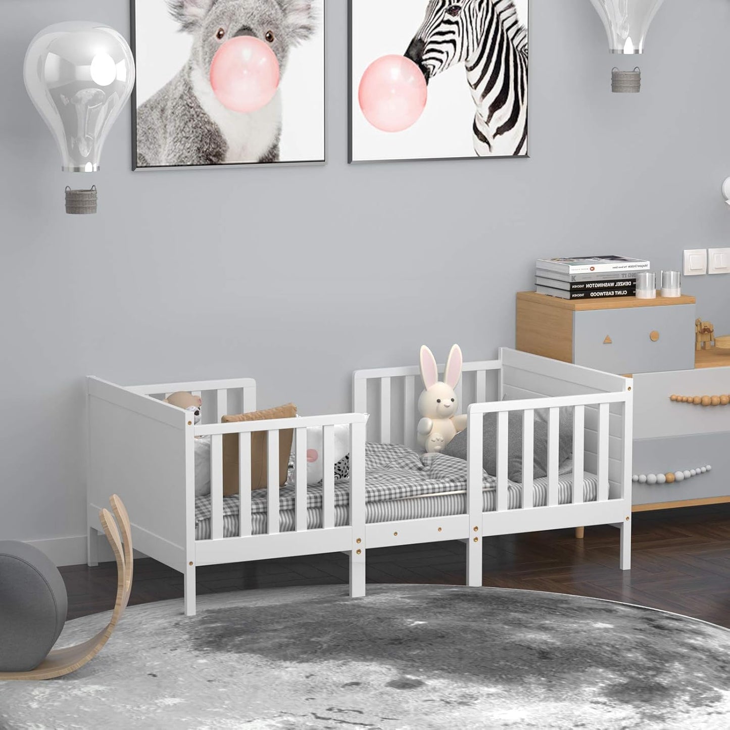 Costzon Toddler Bed Frame with Safety Guardrails for Kids