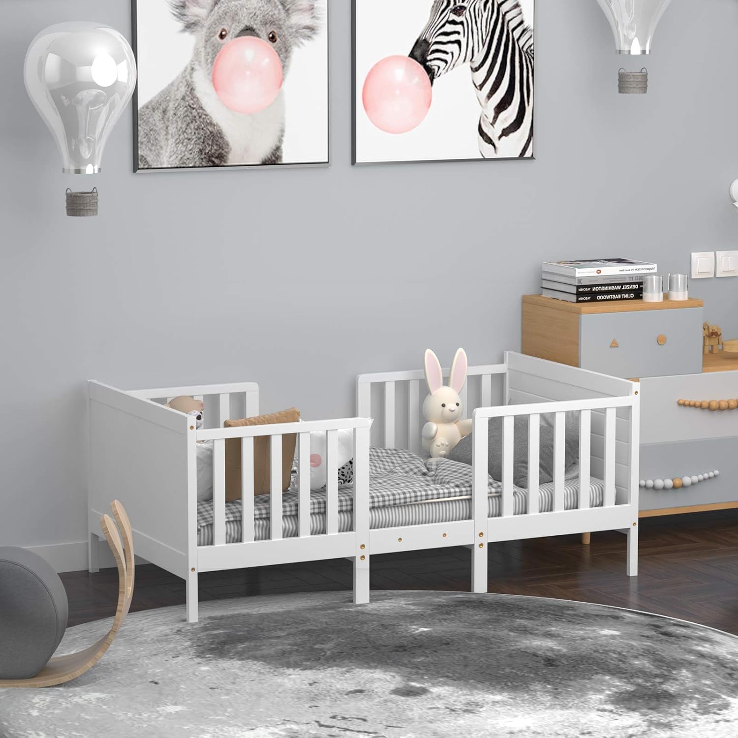 Costzon Toddler Bed Frame with Safety Guardrails for Kids