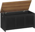 39.3in Retro Storage Bench in Black and Walnut - Lift Top Chest