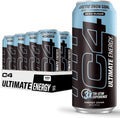 C4 Ultimate Sugar Free Energy Drink Pack of 12 for Performance